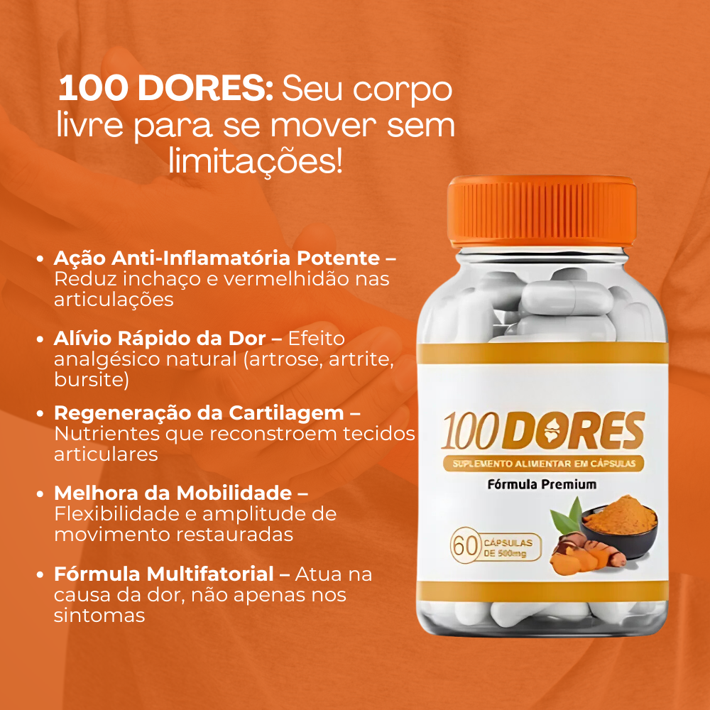 100 Dores Original 60 Cápsulas - Conforto e Bem-Estar para o Seu Dia a Dia + Frete Grátis