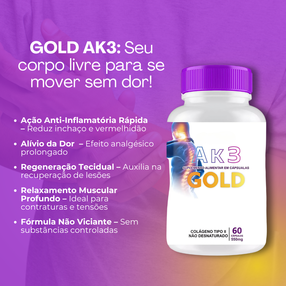Gold Ak3 Original 60 Cápsulas - Acabe com os Desconfortos + Frete Grátis