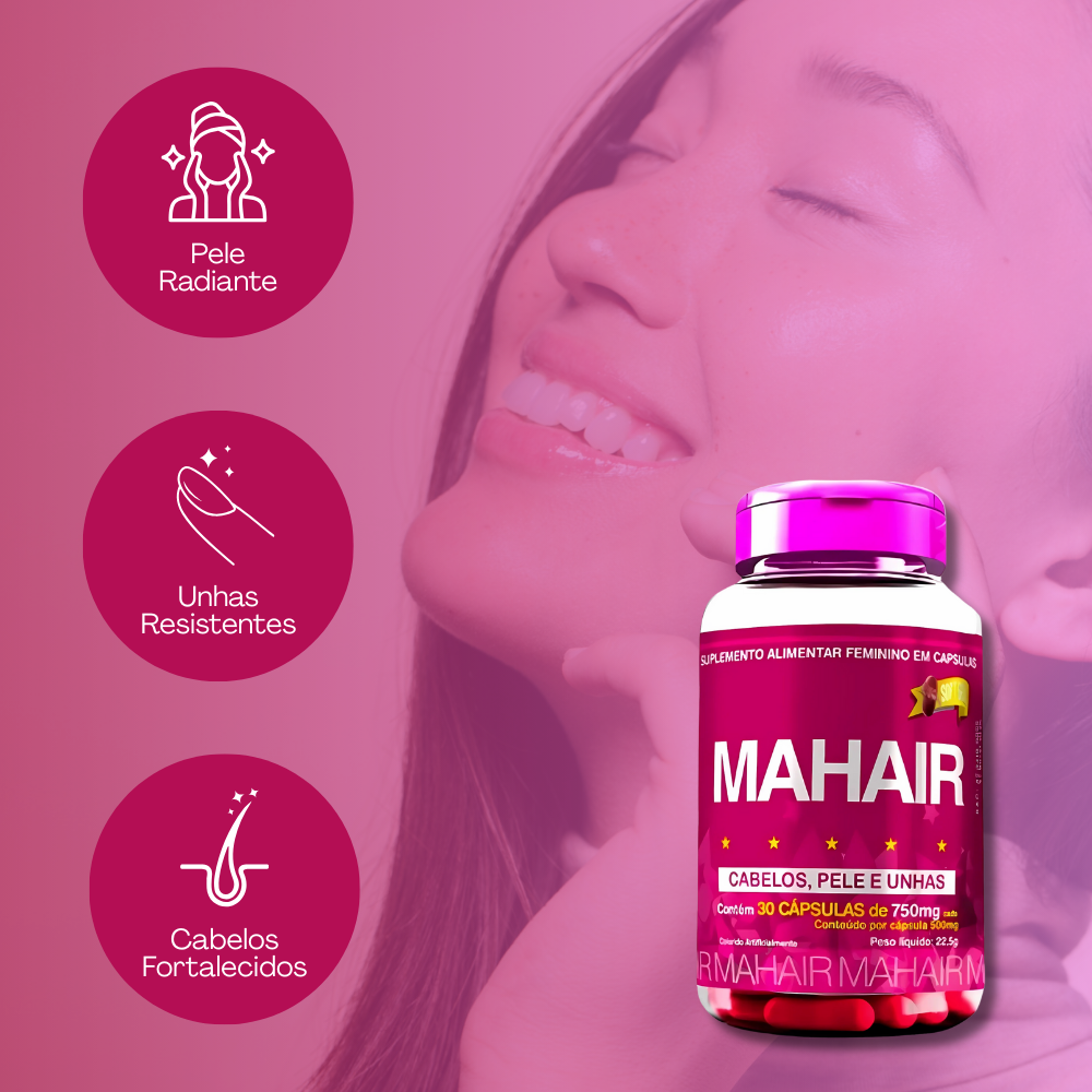 Mahair Original 60 Cápsulas - Cabelos, Unhas e Pele Radiantes + Frete Grátis