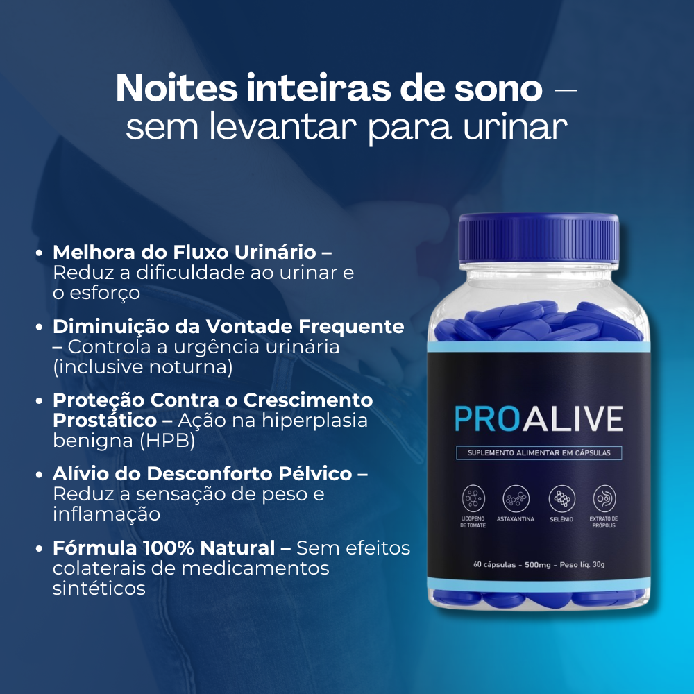 Proalive Original 60 Cápsulas - Bem-Estar da Próstata + Frete Grátis