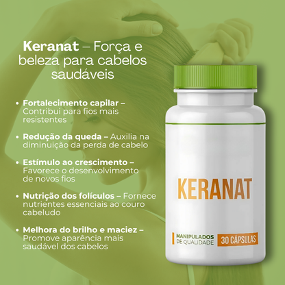 Keranat - 30 Cápsulas - Cabelos Mais Saudáveis + Frete Grátis