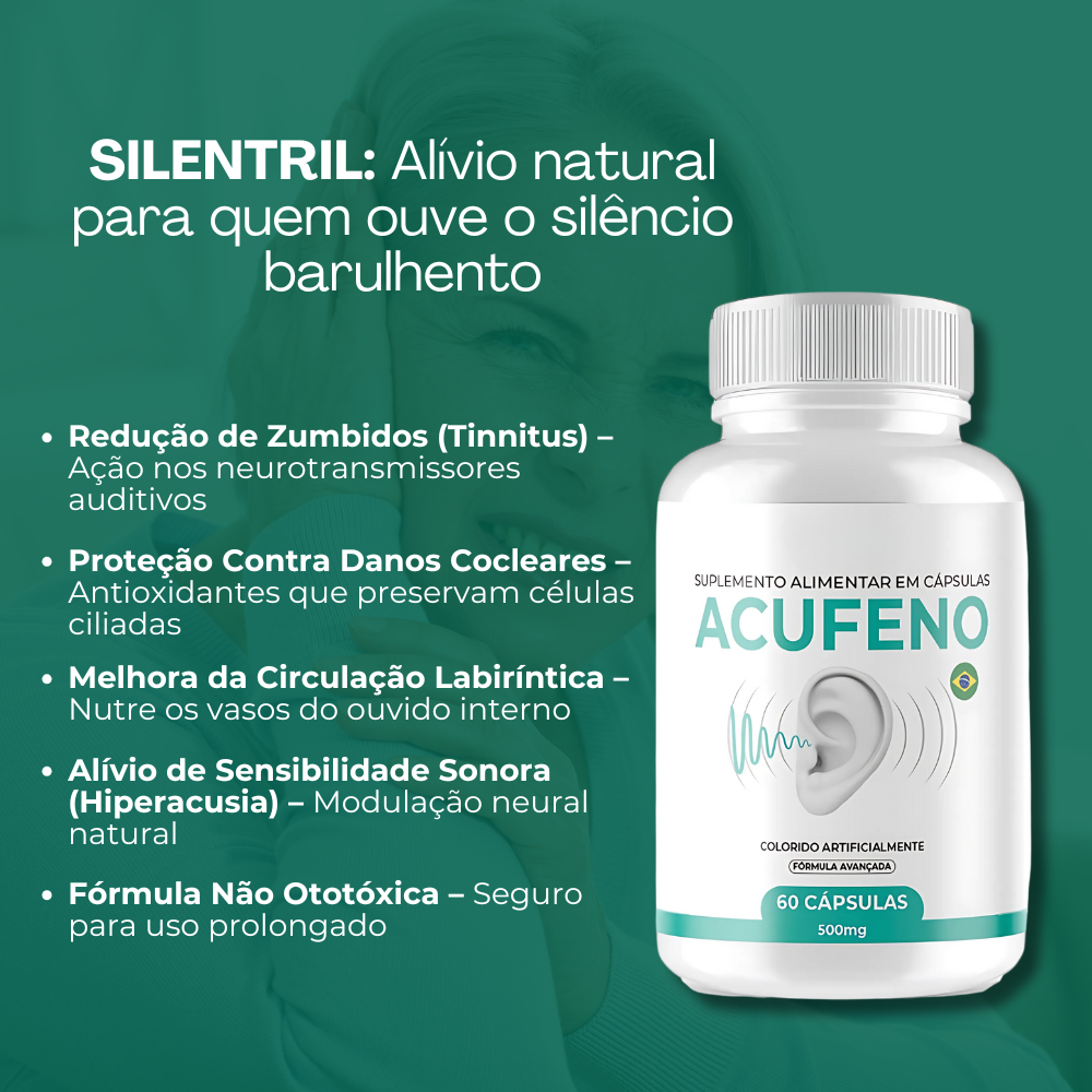 Acufeno Original 60 Cápsulas - Ouça Com Mais Clareza + Frete Grátis