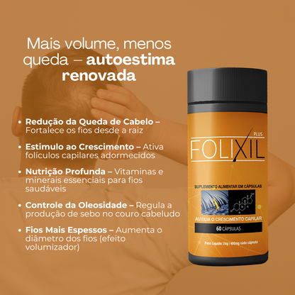 Folixil Original 60 Cápsulas - Acabe Com a Queda de Cabelo + Frete Grátis