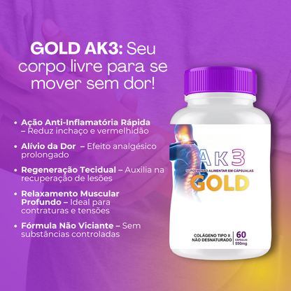 Gold Ak3 Original 60 Cápsulas - Acabe com os Desconfortos + Frete Grátis