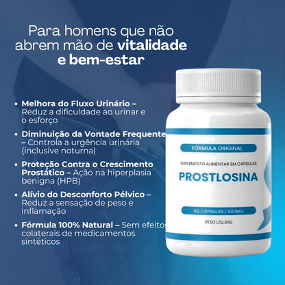 Prostlosina Original 60 Cápsulas - Suplemento Natural para o Bem-Estar da Próstata + Frete Grátis